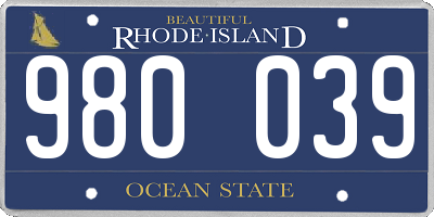 RI license plate 980039