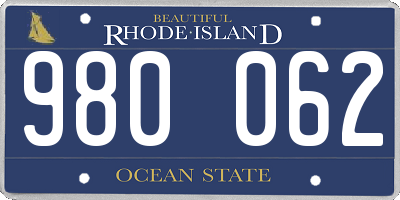 RI license plate 980062