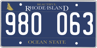 RI license plate 980063