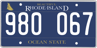 RI license plate 980067