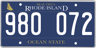 RI license plate 980072
