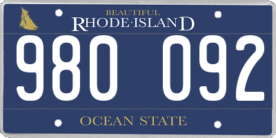 RI license plate 980092