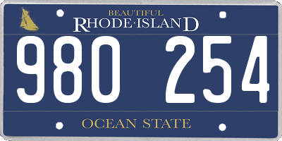 RI license plate 980254
