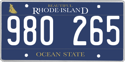 RI license plate 980265