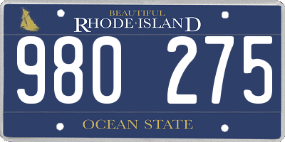 RI license plate 980275