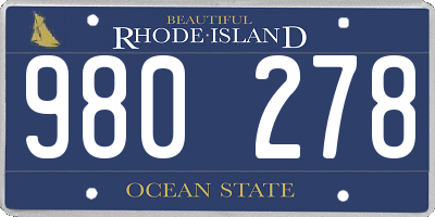 RI license plate 980278