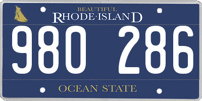 RI license plate 980286