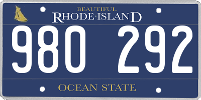 RI license plate 980292