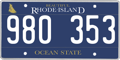 RI license plate 980353