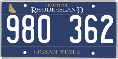 RI license plate 980362