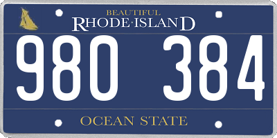 RI license plate 980384
