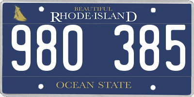 RI license plate 980385