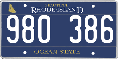 RI license plate 980386