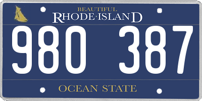 RI license plate 980387