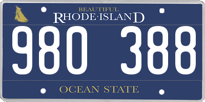 RI license plate 980388