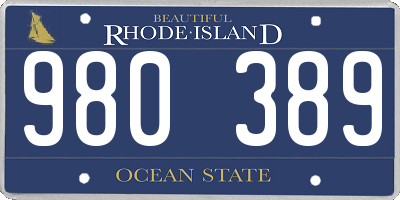 RI license plate 980389