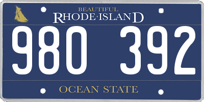 RI license plate 980392