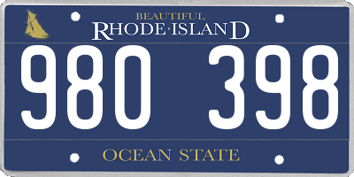 RI license plate 980398