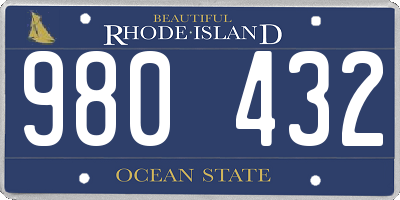 RI license plate 980432