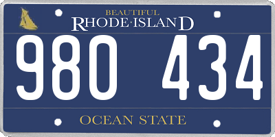 RI license plate 980434