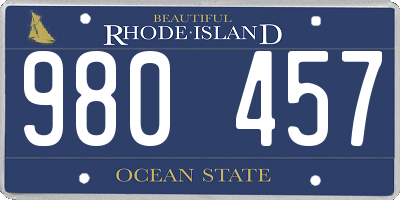 RI license plate 980457