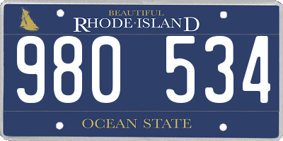 RI license plate 980534