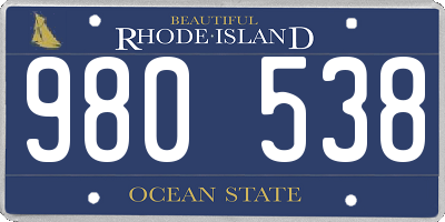 RI license plate 980538