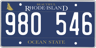 RI license plate 980546