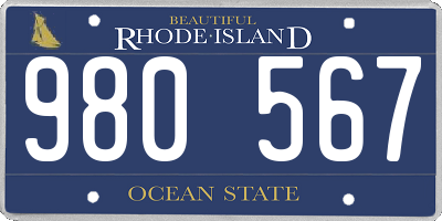 RI license plate 980567