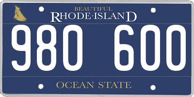 RI license plate 980600