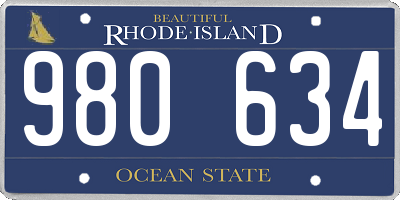 RI license plate 980634