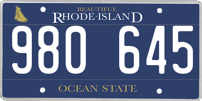 RI license plate 980645