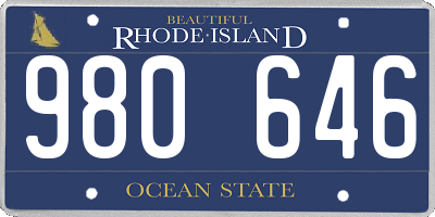 RI license plate 980646