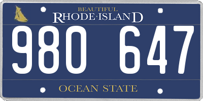 RI license plate 980647