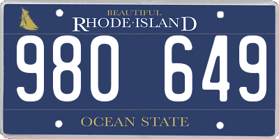 RI license plate 980649