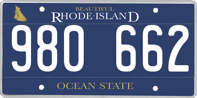 RI license plate 980662