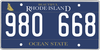 RI license plate 980668