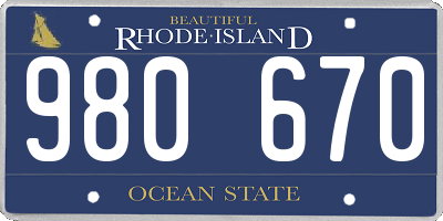 RI license plate 980670