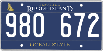 RI license plate 980672