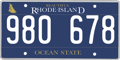 RI license plate 980678