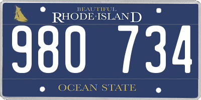 RI license plate 980734