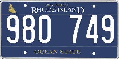 RI license plate 980749