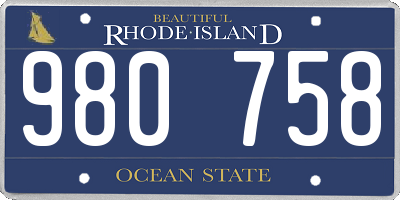 RI license plate 980758