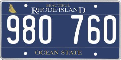 RI license plate 980760