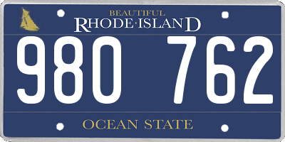 RI license plate 980762