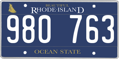 RI license plate 980763