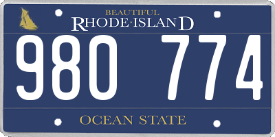 RI license plate 980774
