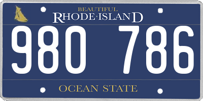RI license plate 980786
