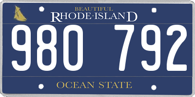 RI license plate 980792