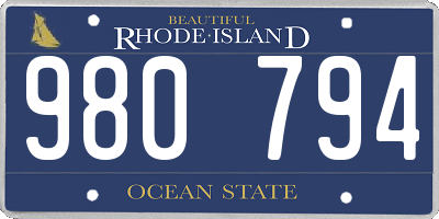 RI license plate 980794